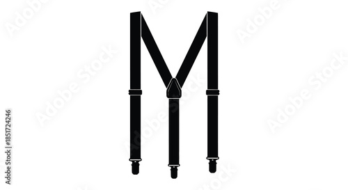 Black suspenders hanging vertically against a white background a simple fashion accessory silhouette
