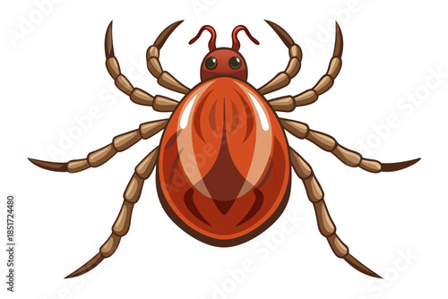 Realistic Tick Insect Illustration – Detailed Vector Parasite for Medical and Scientific Use