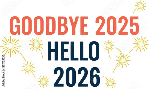 New year 2026 greeting card with fireworks Vector