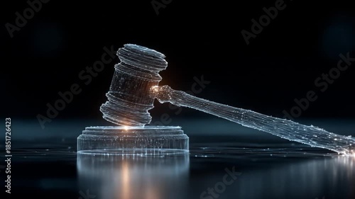Abstract digital gavel on stand concept illustration for legal and justice