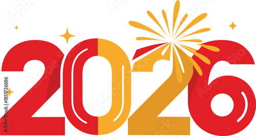 Celebrating the year 2026 isolated on transparent background