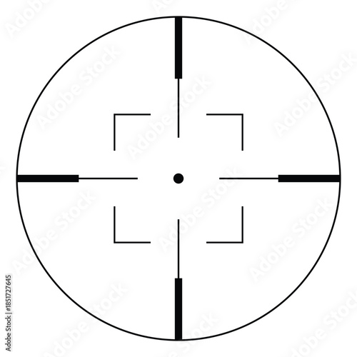 Circular target reticle with corner focus marks, clean aiming and positioning symbol for camera overlays, tracking tools and UI framing