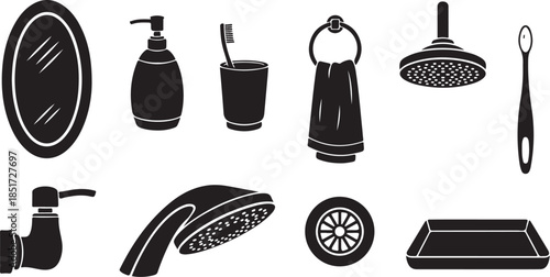 Bathroom essentials in modern black and white