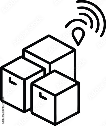 Shipping Boxes with Wi Fi Signal Icon cargo logistics