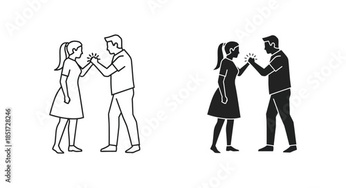 Two pairs of people touching hands a depiction of connection and partnership silhouette