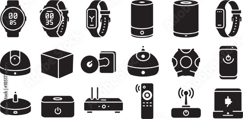 Smart home devices and wearable technology icons