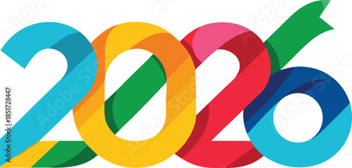 Celebrating 2026 with colorful design isolated on transparent background