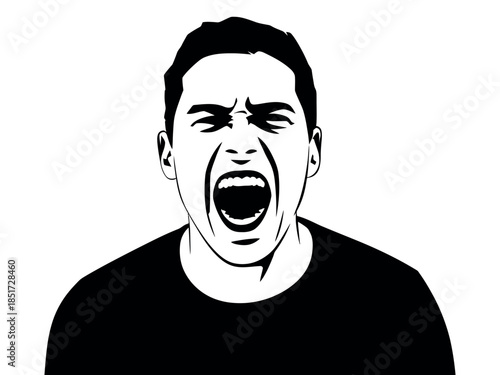 Angry Man Screaming in Frustration