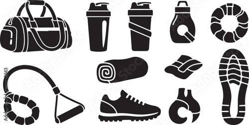 Fitness icons for healthy lifestyle and workout routine