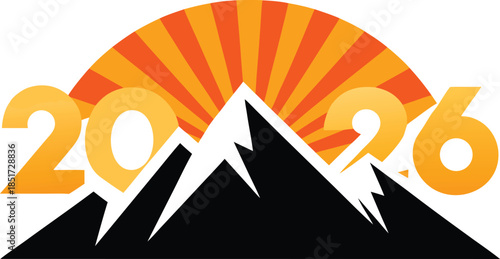 Mountain sunrise 2026 isolated on transparent background