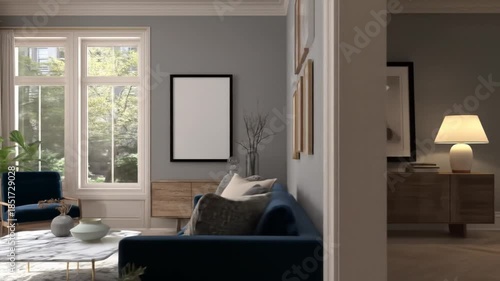 Modern interior living space with decor and furniture for design projects