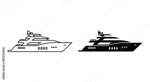 Two luxury yachts depicted in a minimalist line drawing style a striking silhouette