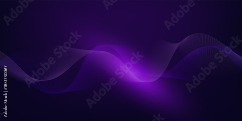 Dot blue purple wave line light gradient dark background. Abstract  technology big data digital background. 3d rendering.