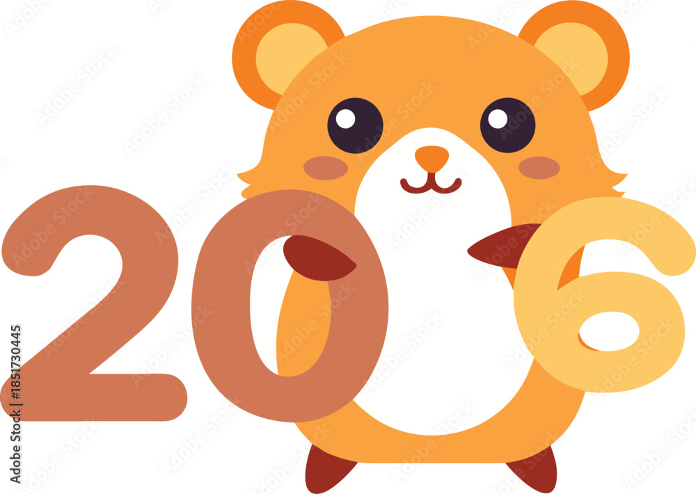 Fototapeta premium Cute bear holding 206 isolated on transparent background