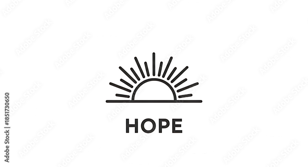 Fototapeta premium Sunrise symbolizing hope and new beginnings with inspirational word.