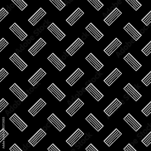 Computer Keyboard seamless pattern isolated on black background