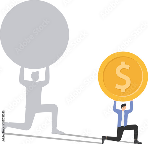 Individual Carrying Large Gold Dollar Coin with Heavy Shadow
