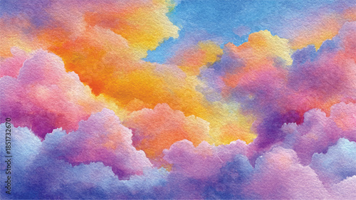 colorful watercolor clouds in the sky