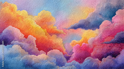 colorful watercolor clouds in the sky