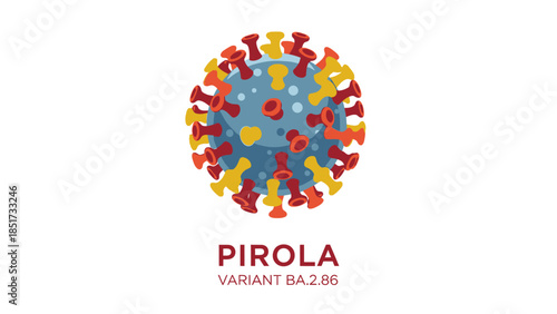 "Detailed medical illustration of the Pirola virus variant (BA.2.86), a subvariant of SARS-CoV-2.