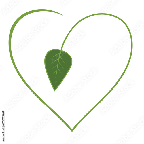 Eco heart with leaf symbolizing nature love and care