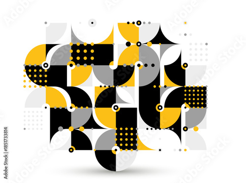 Bauhaus trendy abstract geometric vector background, tiling mosaic pattern Memphis style abstraction, cool creative wallpaper composition.