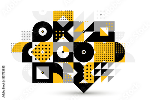 Bauhaus trendy abstract geometric vector background, tiling mosaic pattern Memphis style abstraction, cool creative wallpaper composition.