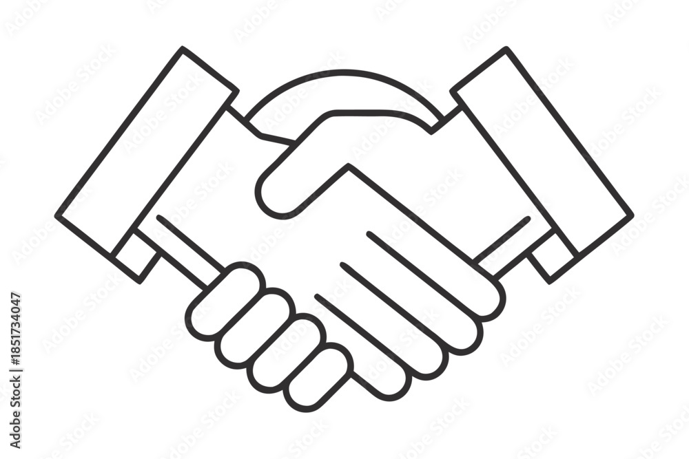 Naklejka premium Minimalist Handshake Line Icon – Partnership, Agreement, and Business Collaboration Symbol