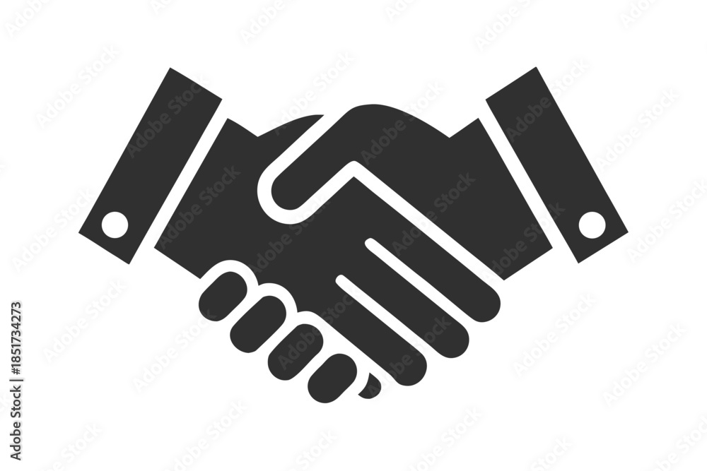 Obraz premium Minimalist Handshake Line Icon – Partnership, Agreement, and Business Collaboration Symbol
