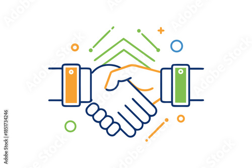 Minimalist Handshake Line Icon – Partnership, Agreement, and Business Collaboration Symbol