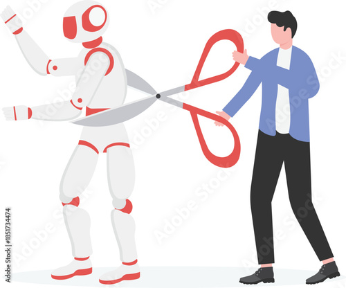  Robot Replacing Humans and Cutting Down Resources 
