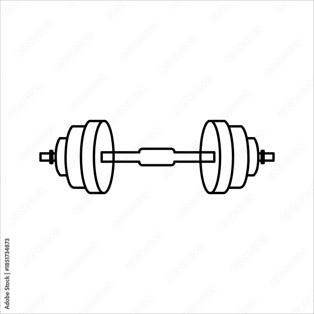 Fototapeta premium Hand drawn doodle dumbbell isolated on white background. Vector illustration.