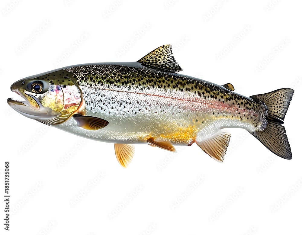 Obraz premium Sea bass fresh catch isolated on white background with smooth texture high resolution image