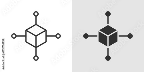 Blockchain ledger icon showing linked blocks or a digital ledger symbol, representing distributed records, secure transactions, and decentralized data tracking in a clean, modern style.