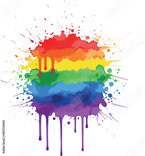 Create A Kinds of Rainbow Watercolor Splatter with white background