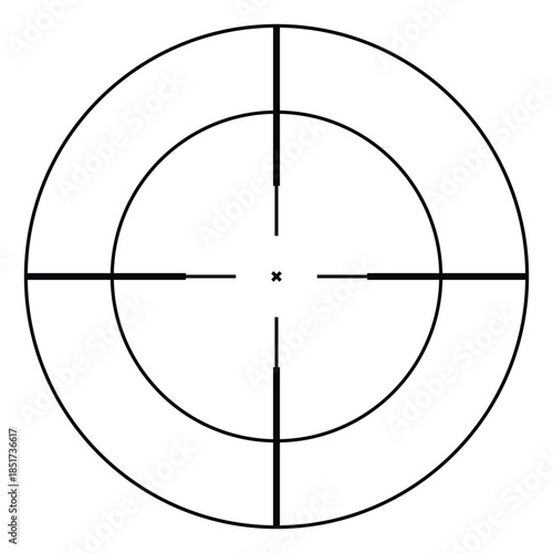 Classic circular crosshair with bold axis lines, strong aiming and goal alignment symbol for analytics displays, navigation tools and control interfaces