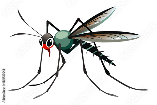 High-quality vector illustration of a mosquito in detailed line art style. This black and white insect outline is perfect for educational materials, biology textbooks, scientific posters, and healthca