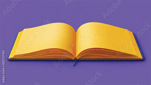 open yellow notebook on purple surface