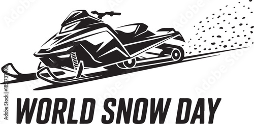 Snowmobile solid icon, World snow day concept, Motor sled sign. Vector black silhouette. with white background