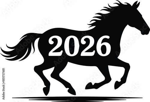 Minimalist black galloping horse silhouette vector icon