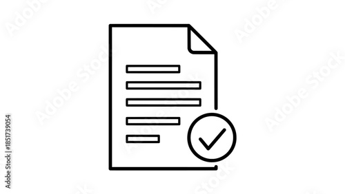 Document Approval Checkmark Line Icon