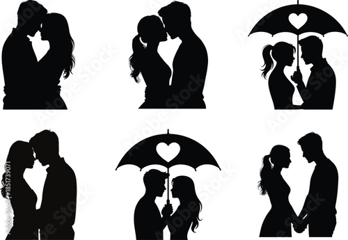 Valentine’s Day Silhouette Romantic Couple Kissing