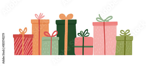 A Colorful Display of Various Gift Boxes with Ribbons and Bows, Perfect for Celebrating Any Festive Occasion or Special Event., png, isolated on transparent background
