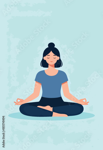 Wallpaper Mural Woman meditating in lotus pose, calm, serene, peaceful, mind-body connection Torontodigital.ca