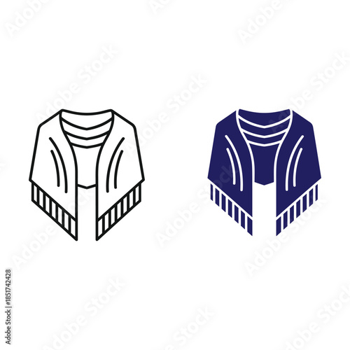 Blue and White Striped Shawl with Fringe scarf stripes