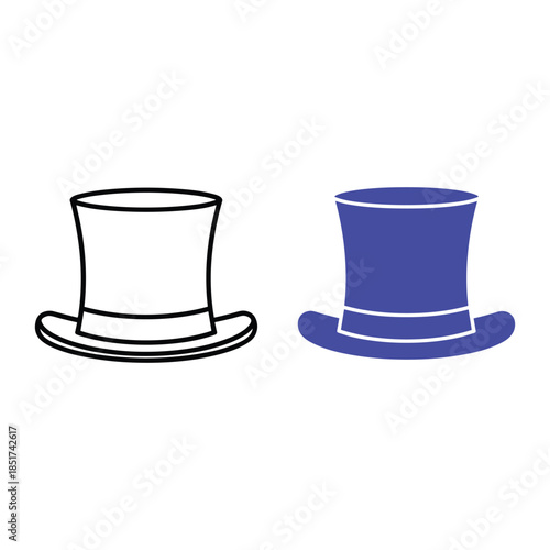 Black and blue hat with white outline formal hat