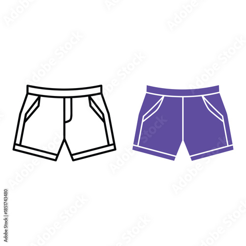 Purple Shorts with White Trim Outline clothing underwear