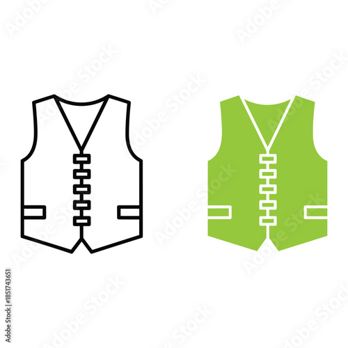 Green and black vest with zipper and pockets