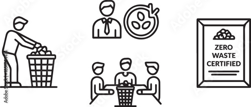 usiness Compost Program Icons Line Art Vector Corporate Sustainability ESG