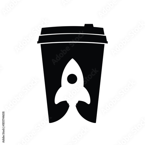 Rocket launching cup coffee vector logo image template